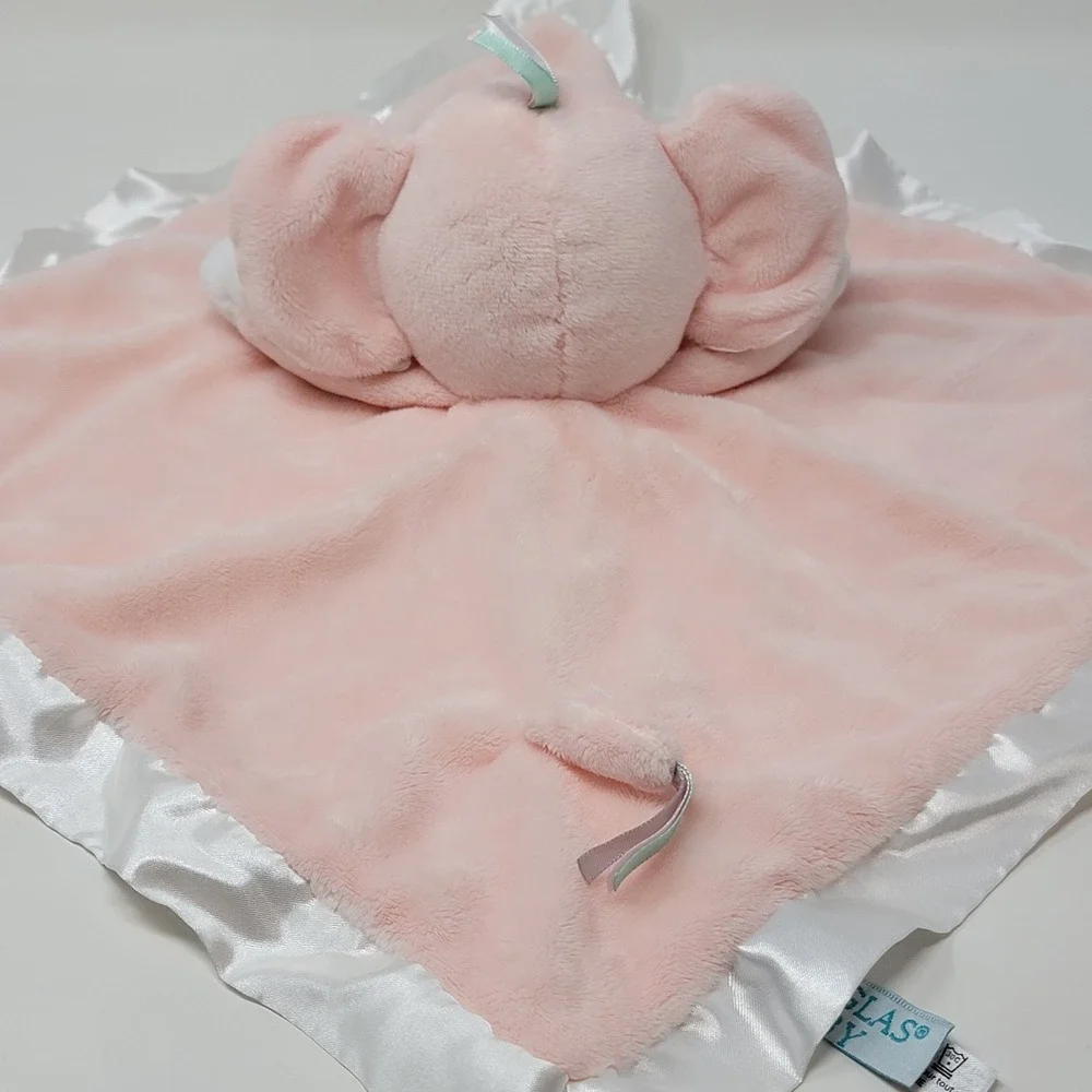 Douglas Baby Soft Pink Elephant Lovey Plush Security Blanket Satin Edge